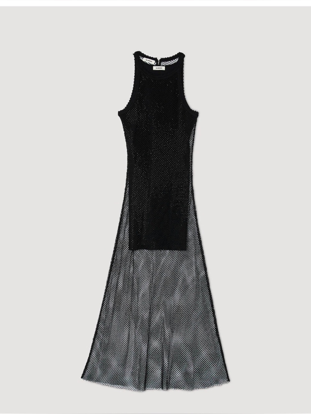 NWT Sandro Hollywood Rhinestone Mesh midi/maxi Dress Black Size 36 (s)